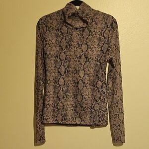 Cinq à Sept Beige and Black Snake Print Long Sleeve Top